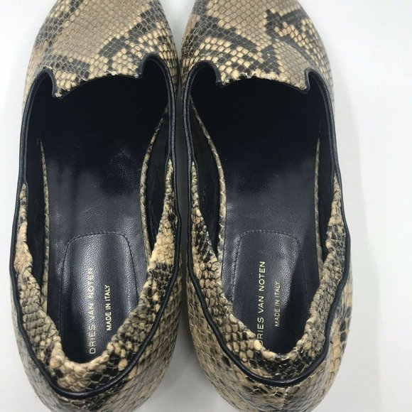 Dries Van Noten Embossed Python Flats 38.5 Pointed - Picture 11 of 12